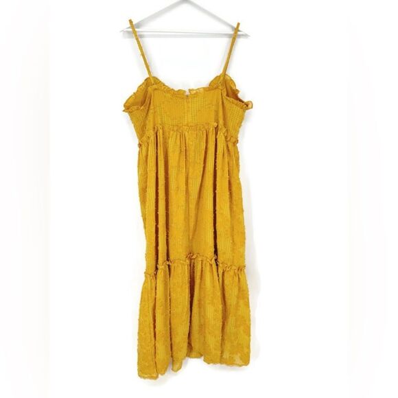 Lulus Charm and Charisma Burnout Floral Midi Dress in Mustard Yellow‎ XL - Picture 7 of 12